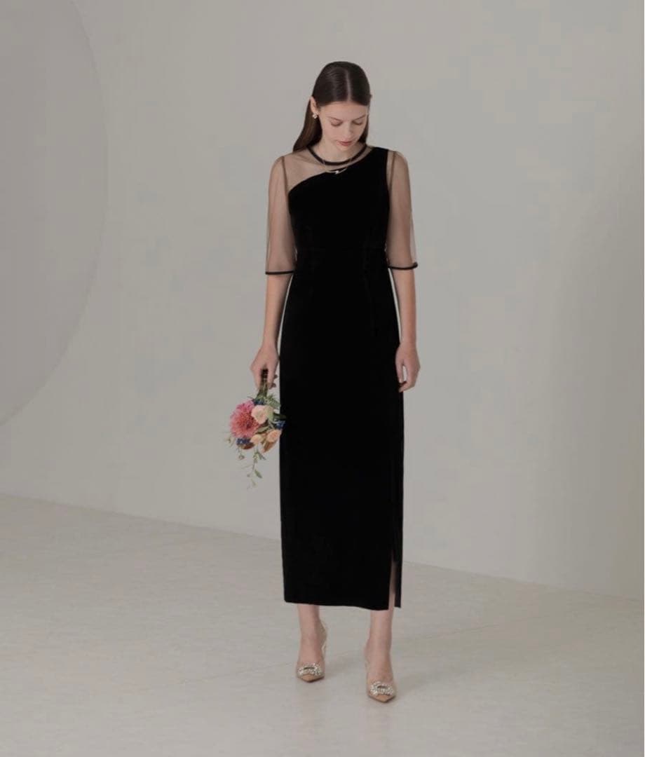 試着のみ【Leja 】アシンメトリーティアードフリル3WAYベロア 3点セット