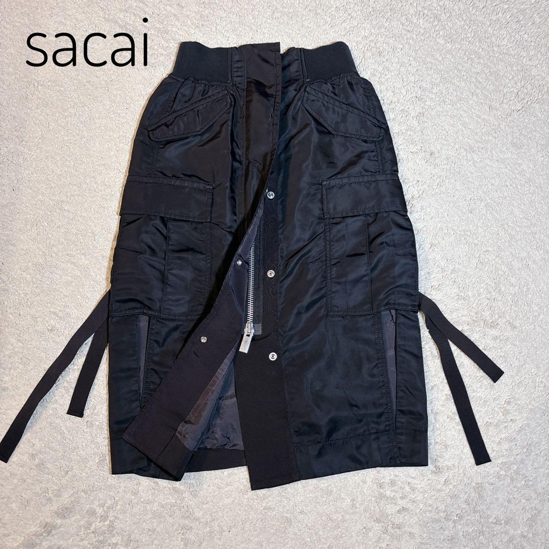 sacai サカイNylon Twill Skirt ナイロンツイルスカート　黒
