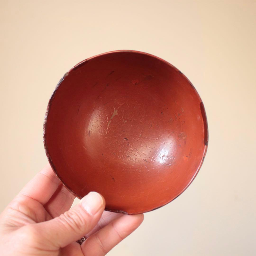 朱塗り 浄法寺塗 椀 古道具 アンティーク 古い 漆器 古い椀