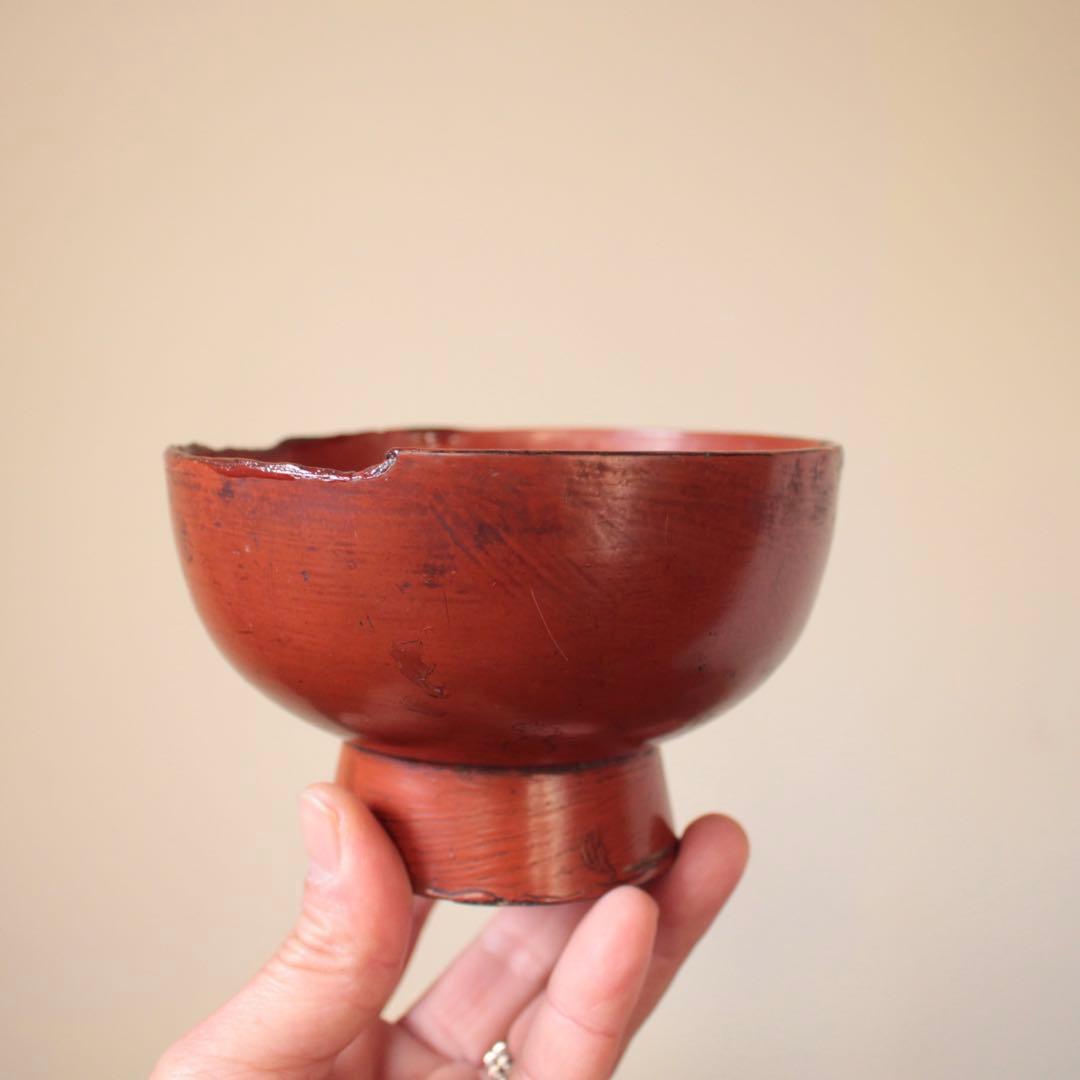朱塗り 浄法寺塗 椀 古道具 アンティーク 古い 漆器 古い椀