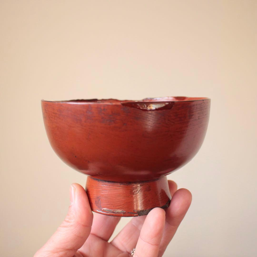 朱塗り 浄法寺塗 椀 古道具 アンティーク 古い 漆器 古い椀