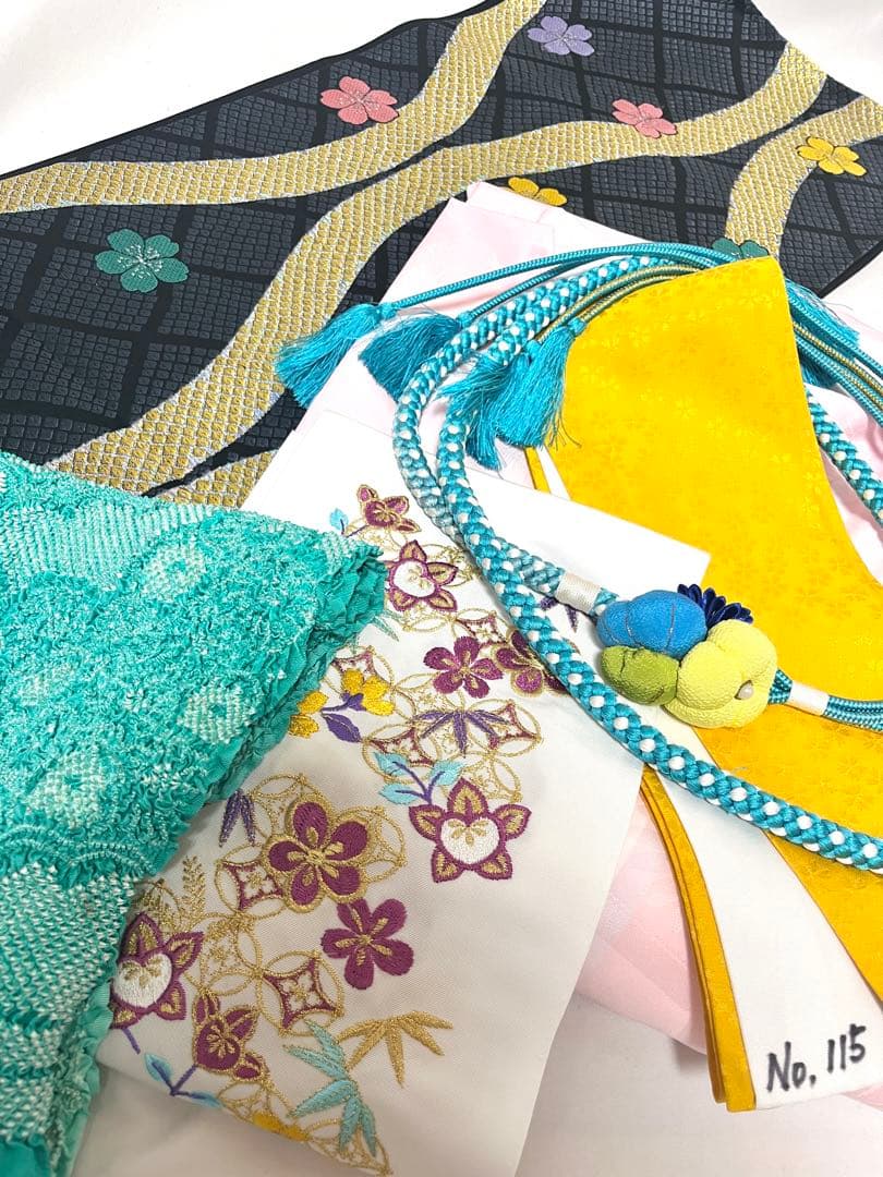 【美おり】振袖 正絹 振袖フルセット 7点セット 成人式 桜文様 くすみブルー