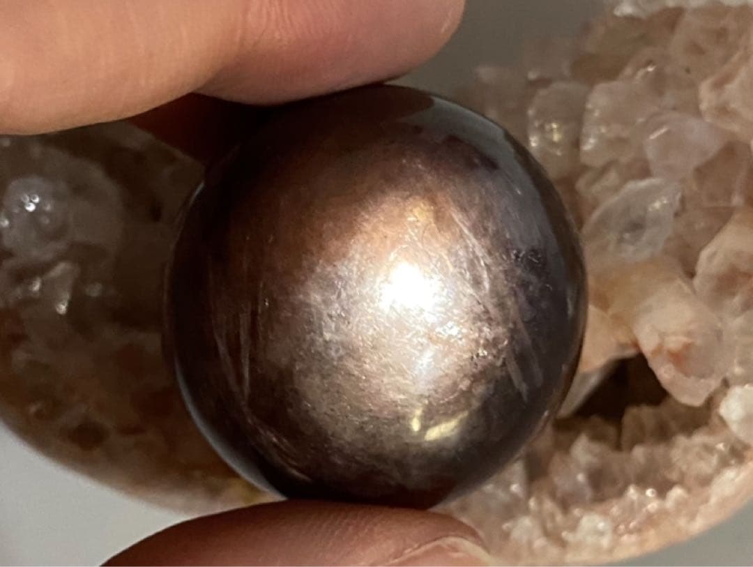 天然石　スフィア　丸玉　ブラウンピンクマイカ　レピドライト