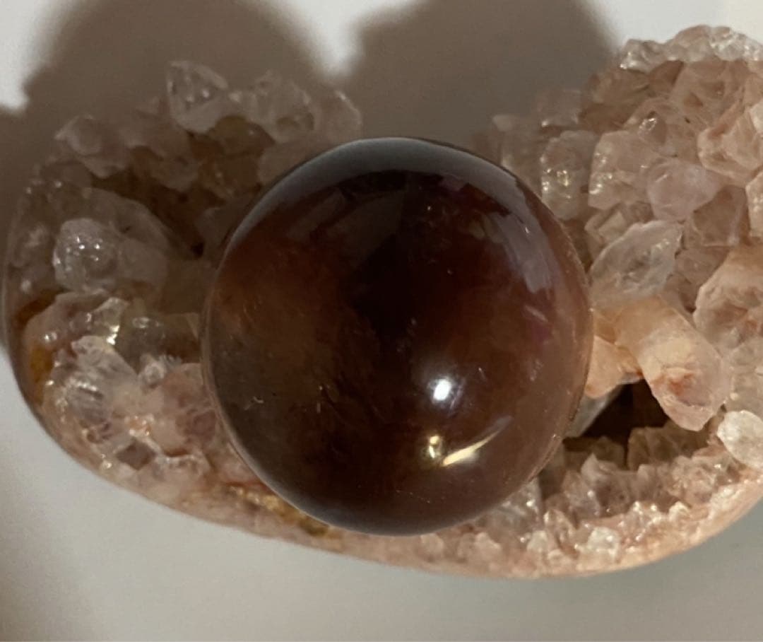 天然石　スフィア　丸玉　ブラウンピンクマイカ　レピドライト