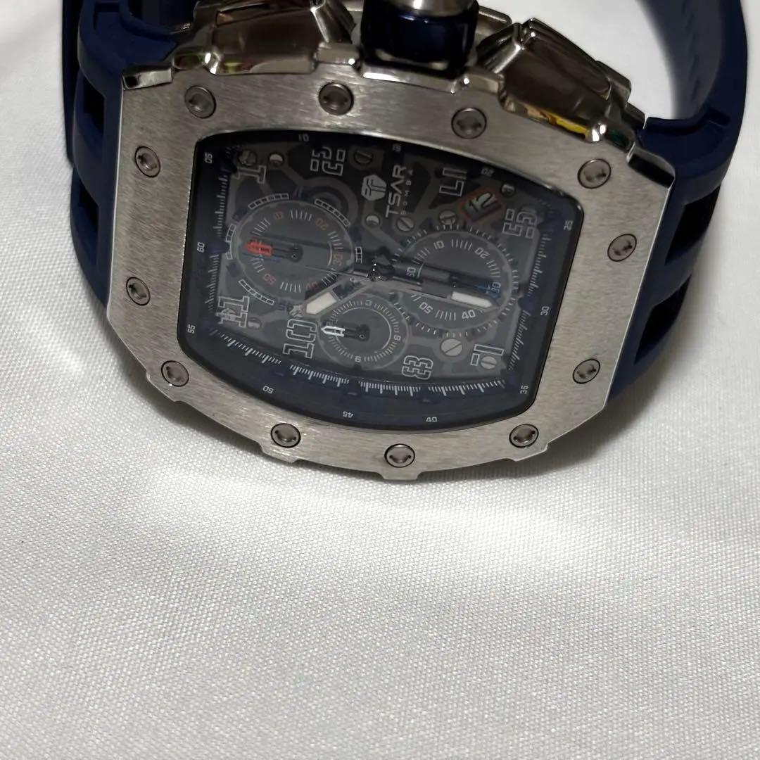 TSAR クロノグラフ ネイビー ラバーベルト 時計