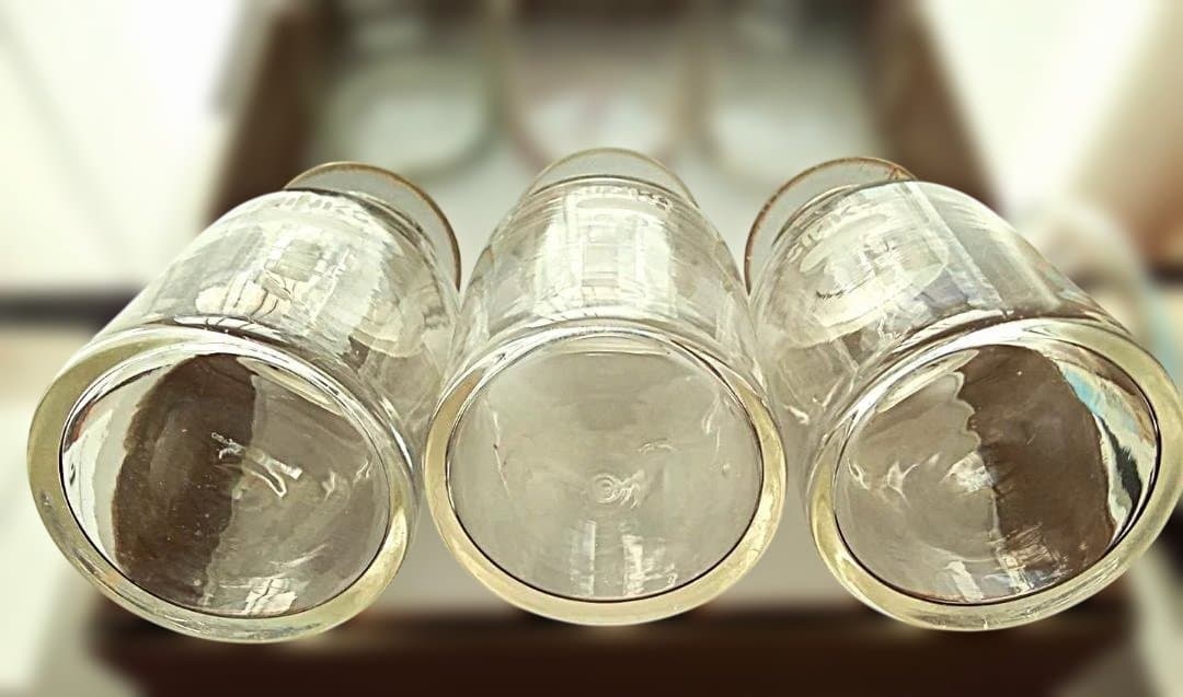 昭和レトロ 吹きガラス製 気泡有り 刻印入り 理化学硝子瓶 7本セット・美品