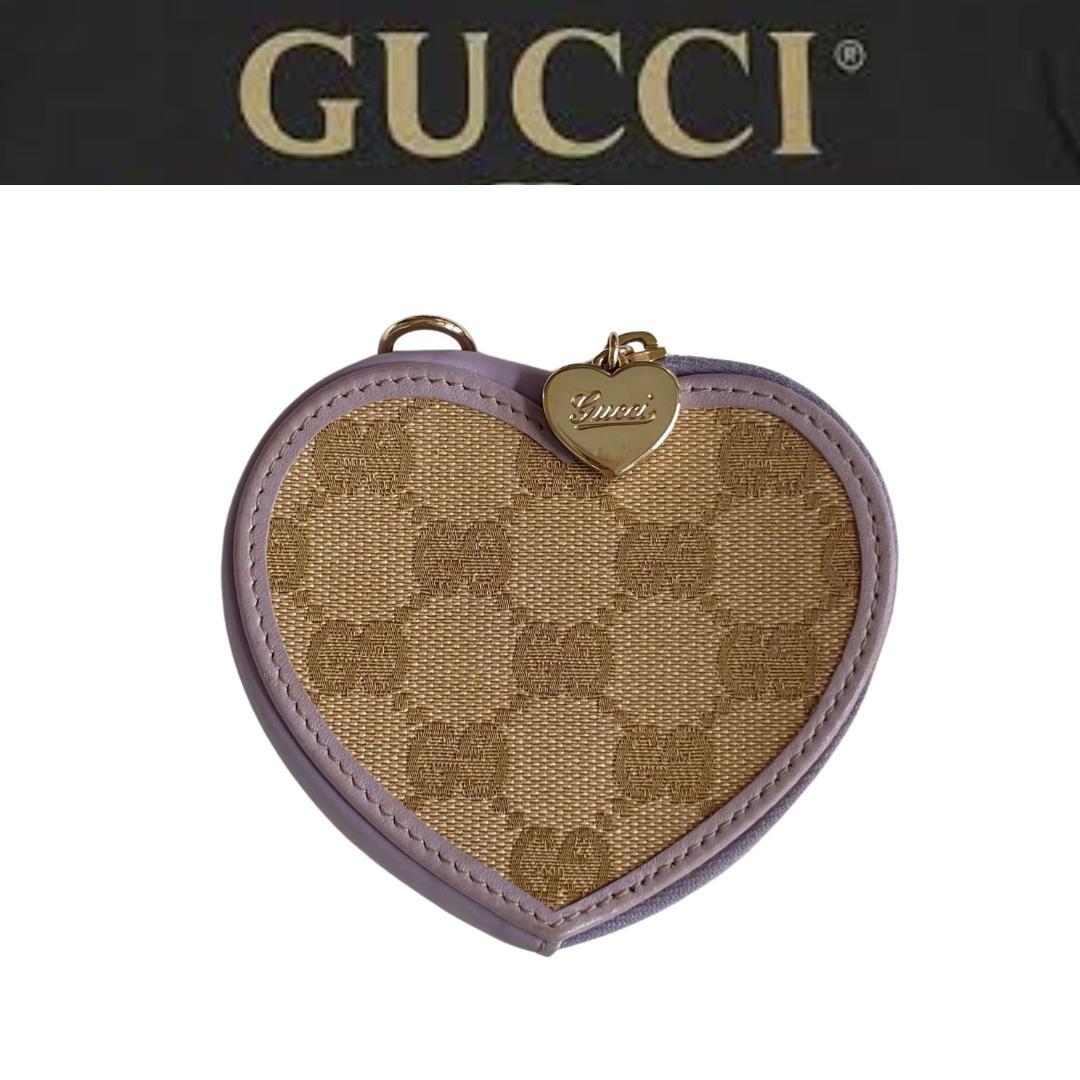 GUCCI グッチ GG柄 ハートケース ロゴチャーム付き ラベンダー