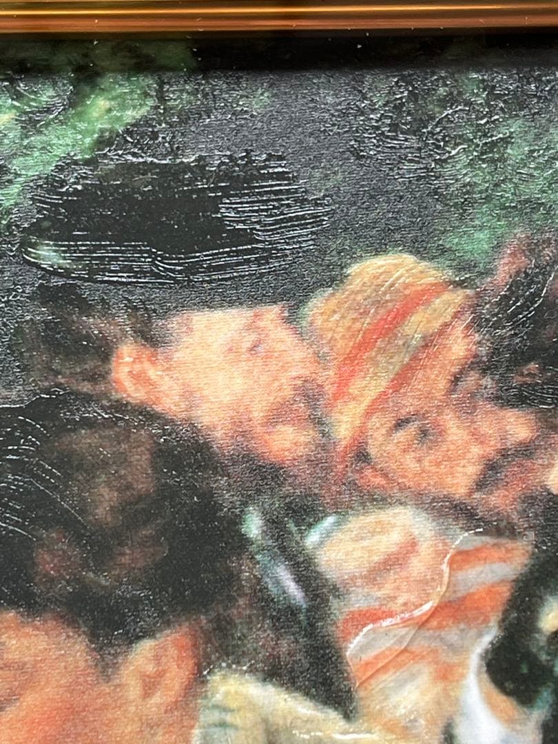 ルノワール　「舟遊びをする人々の昼食」　複製ポスター　額付　メディウム加工