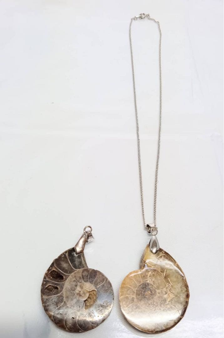 天然 アンモナイト アンティーク ペンダント ネックレス 2点 セット