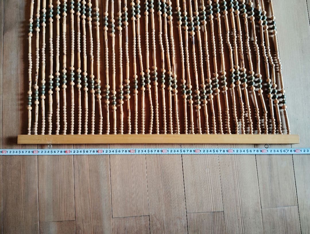 重量あります　ロング　昭和レトロ　木製珠すだれ　珠のれん　木製ヴィンテージ
