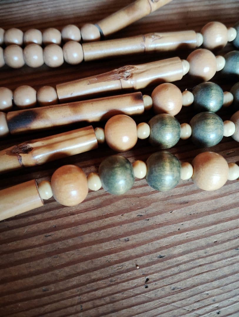 重量あります　ロング　昭和レトロ　木製珠すだれ　珠のれん　木製ヴィンテージ