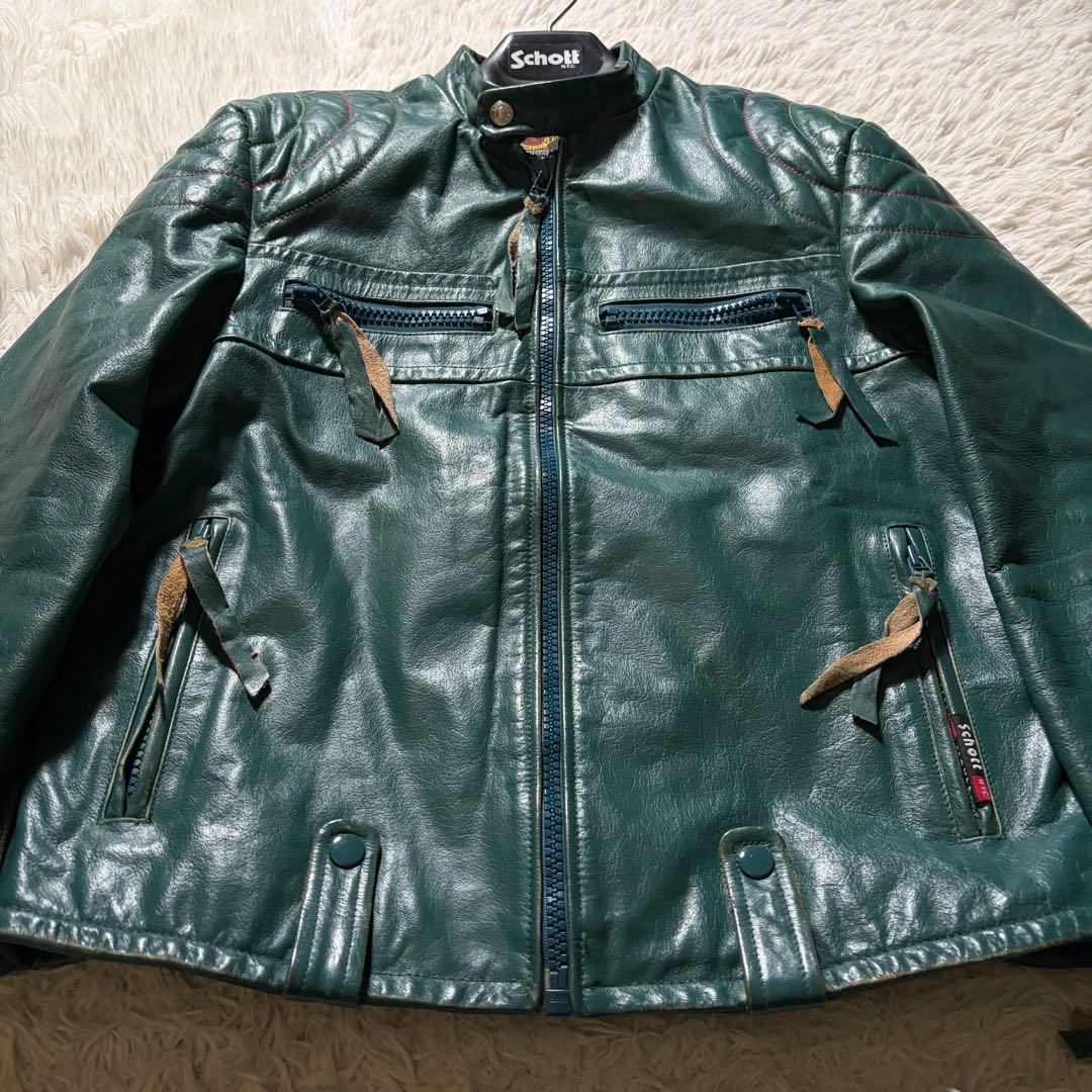 g*3様 希少カラー■schott ライダースジャケット　シングル　グリーン　本