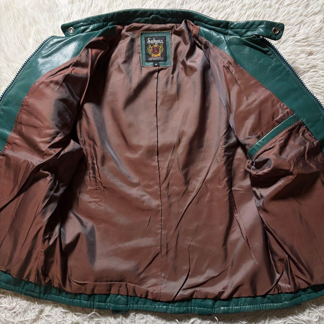 g*3様 希少カラー■schott ライダースジャケット　シングル　グリーン　本