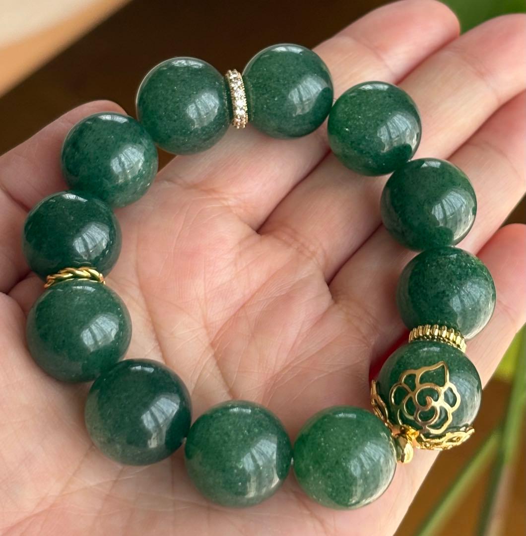 大玉グリーンアベンチュリン ブレスレット　18ミリ
