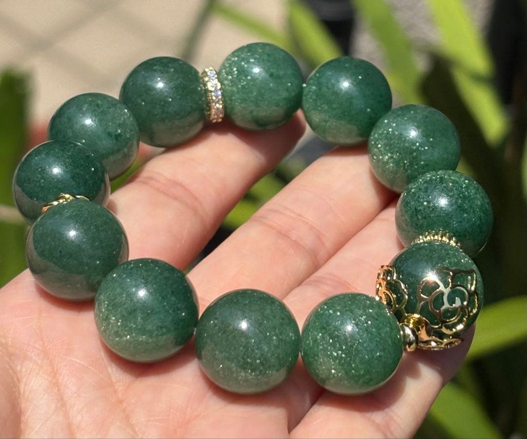 大玉グリーンアベンチュリン ブレスレット　18ミリ