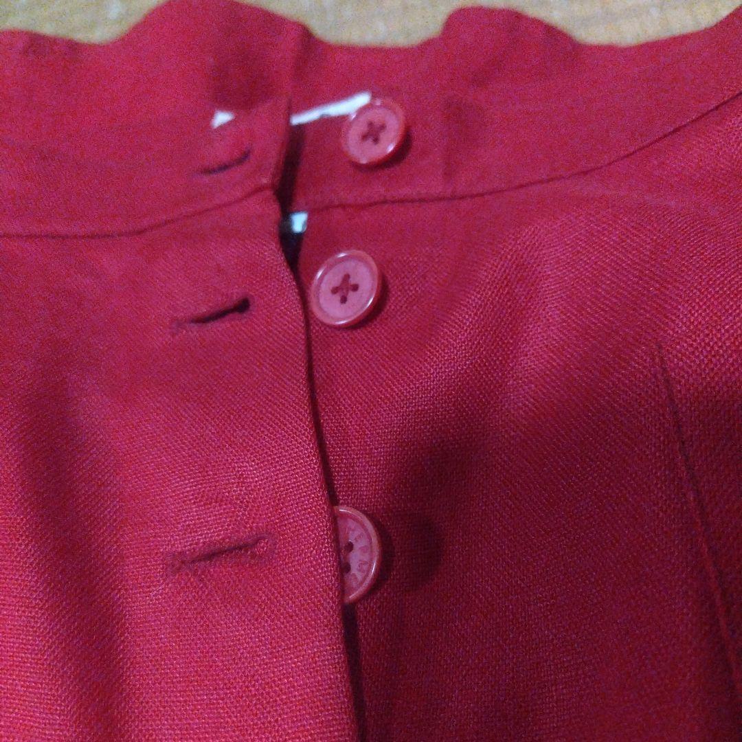 値下げ　HERMES　赤いフレアスカート Hマーク刺繍