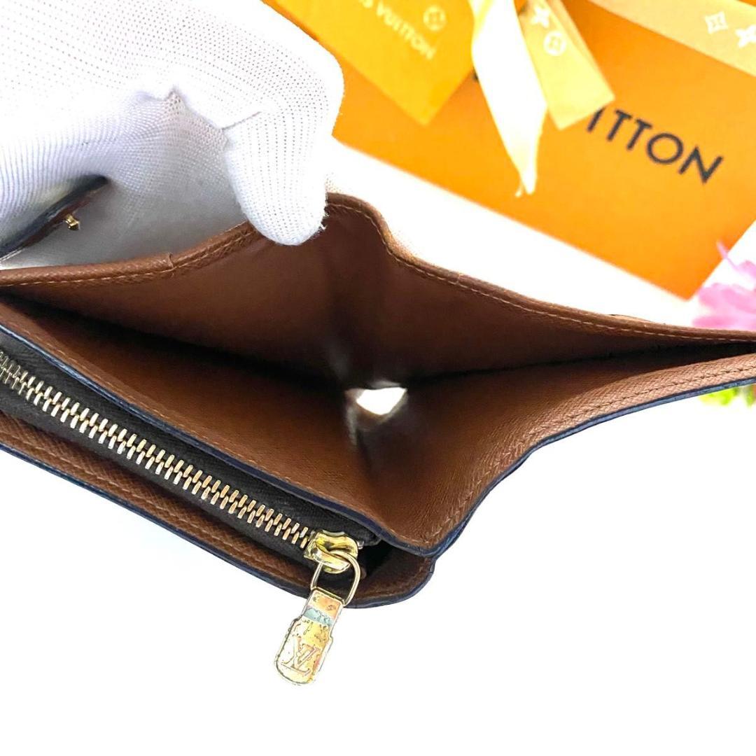 ルイ ヴィトン◎コンパクトジップ モノグラム 二つ折り ラウンドファスナー 茶色