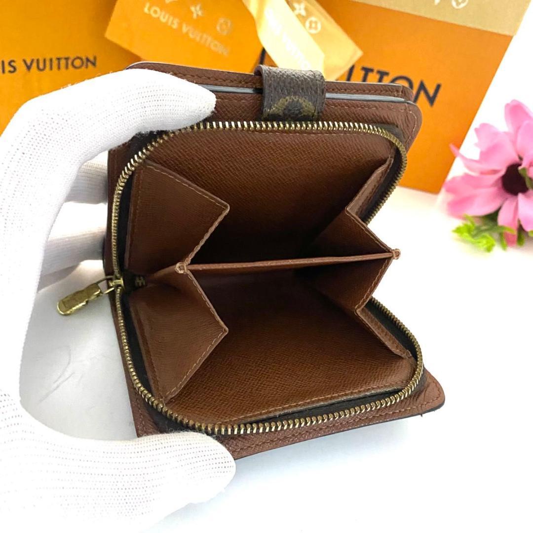 ルイ ヴィトン◎コンパクトジップ モノグラム 二つ折り ラウンドファスナー 茶色