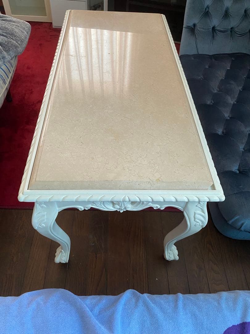 希少 ピンク 大理石天板♦️最高級 猫脚 ロココ ヴィンテージ テーブル♦️送料込