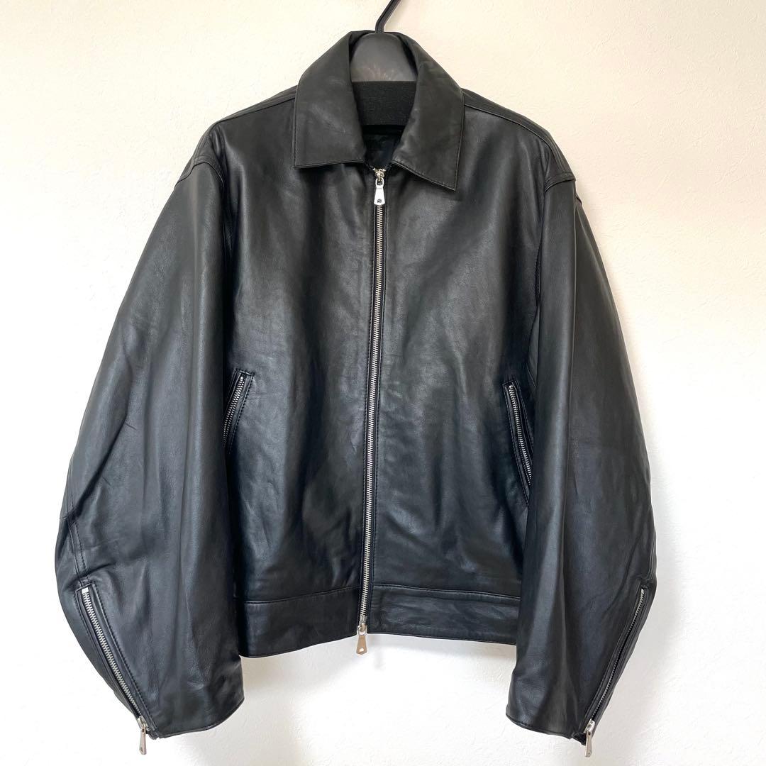 シープレザーシングルライダースジャケット　ブラック