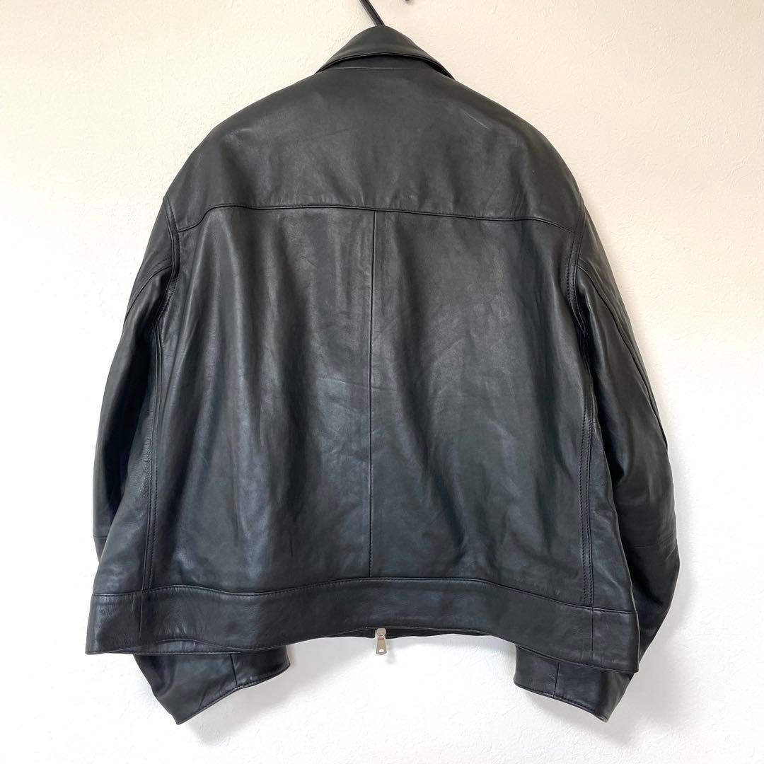 シープレザーシングルライダースジャケット　ブラック