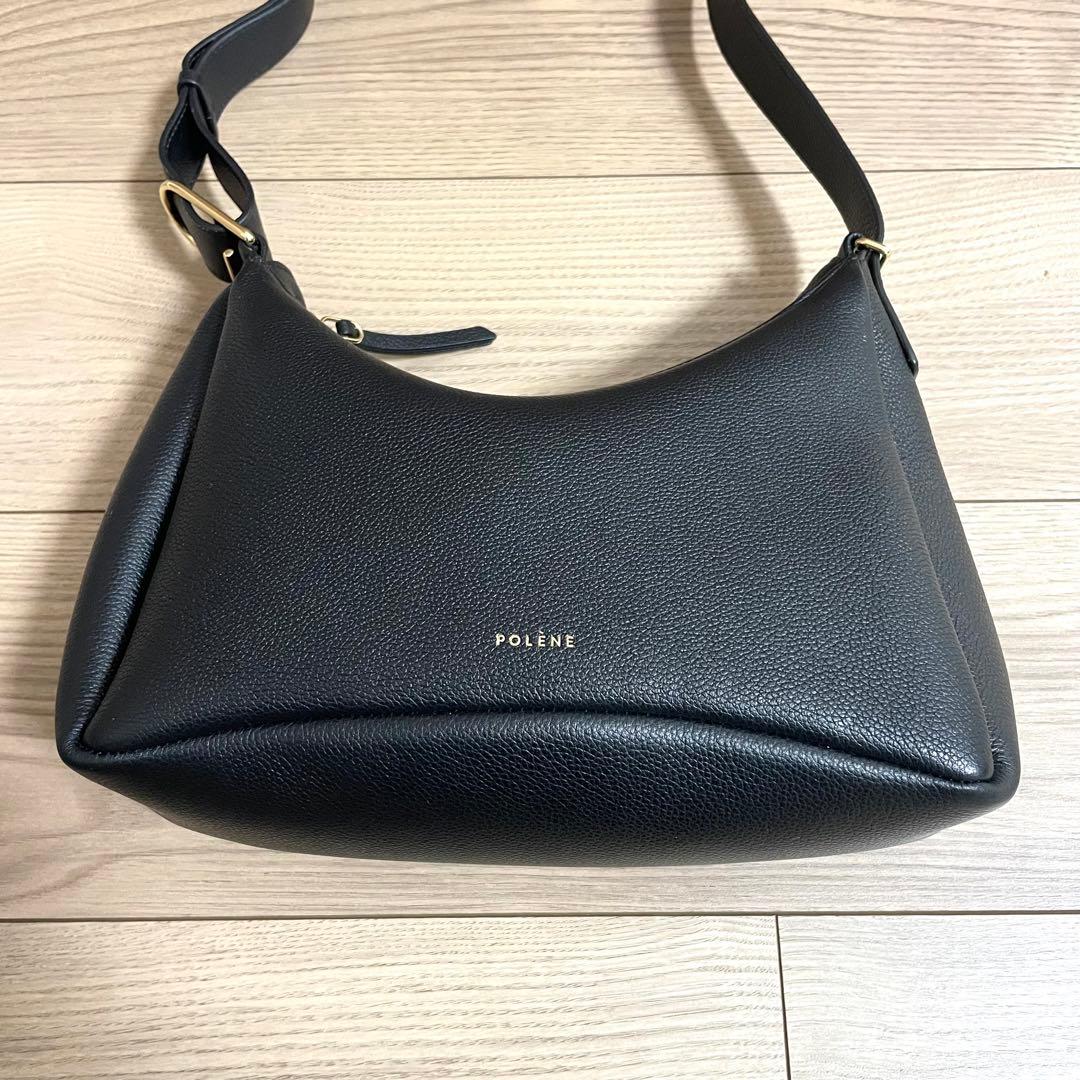 未使用級/POLÈNE ショルダーバッグ　ハンドバッグ　Umi ブラック　レザー