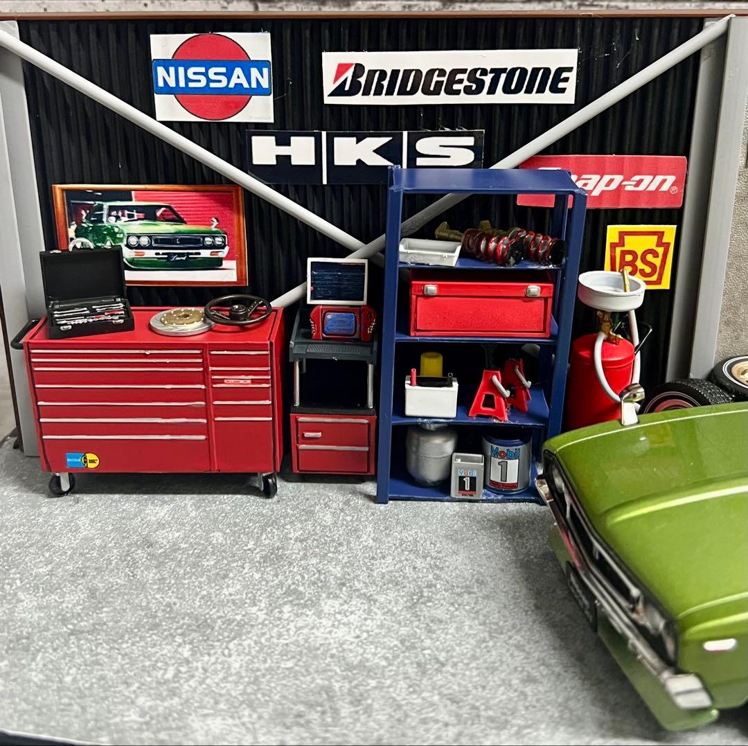 国産名車 1/24 ローレル カスタム ガレージ ジオラマ 旧車 ミニカー ZⅡ