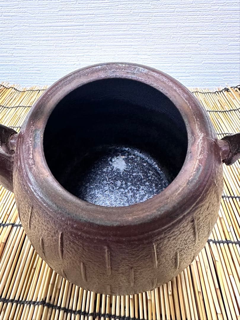 ほぼ未使用品　南部鉄瓶作家 及川 恒作 １５型雨地文 南部鉄瓶 南部鉄器　鉄瓶