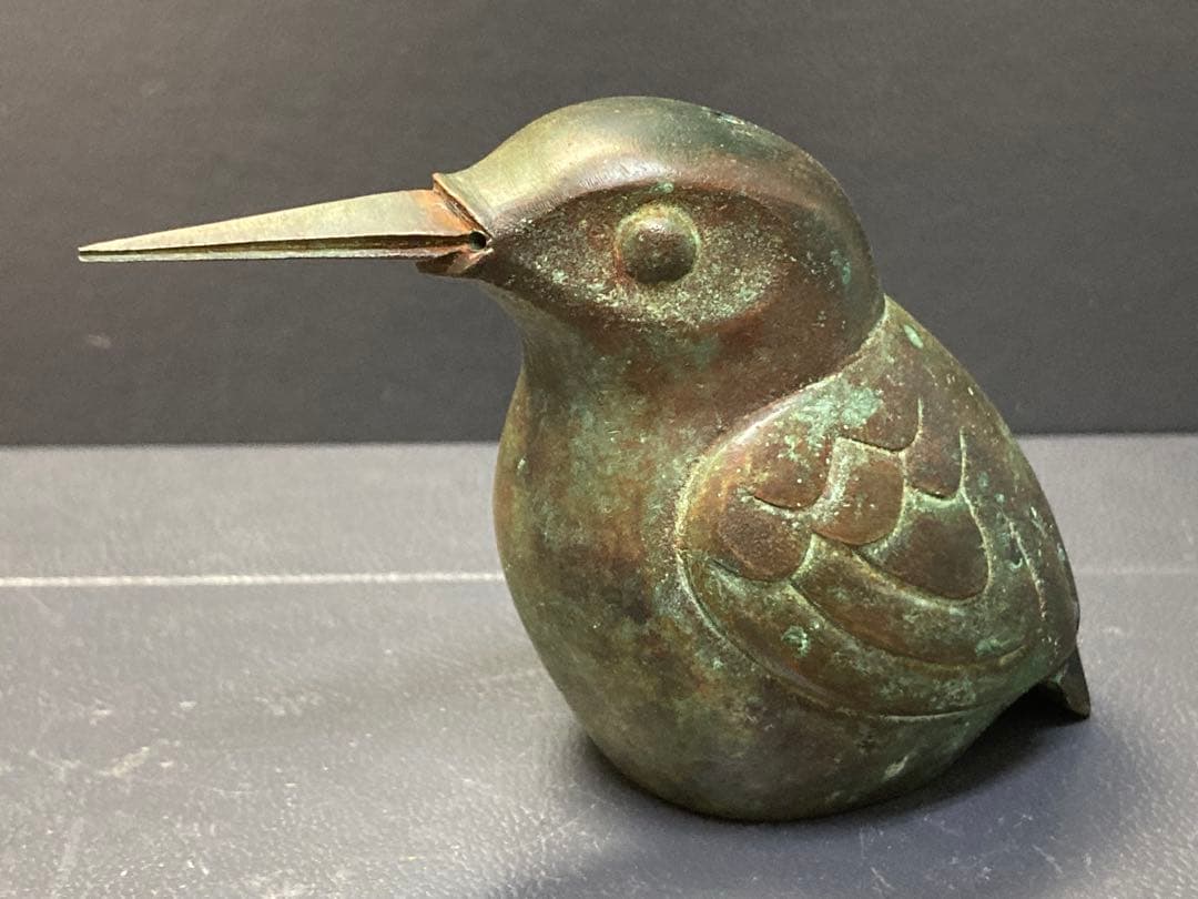 銅器　現代工芸　表勝一作　鳥　かわせみ