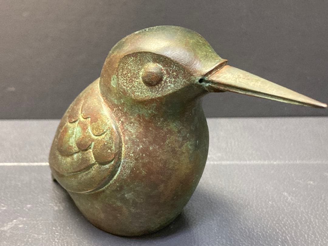 銅器　現代工芸　表勝一作　鳥　かわせみ
