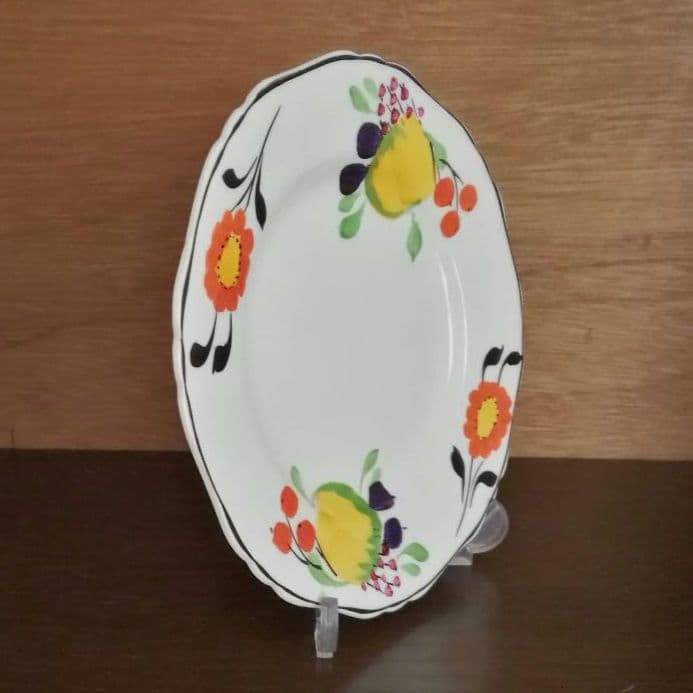 逸品　英国　サムソンハンコック　ケーキ皿　飾り皿　アイボリーウェア　1930年製