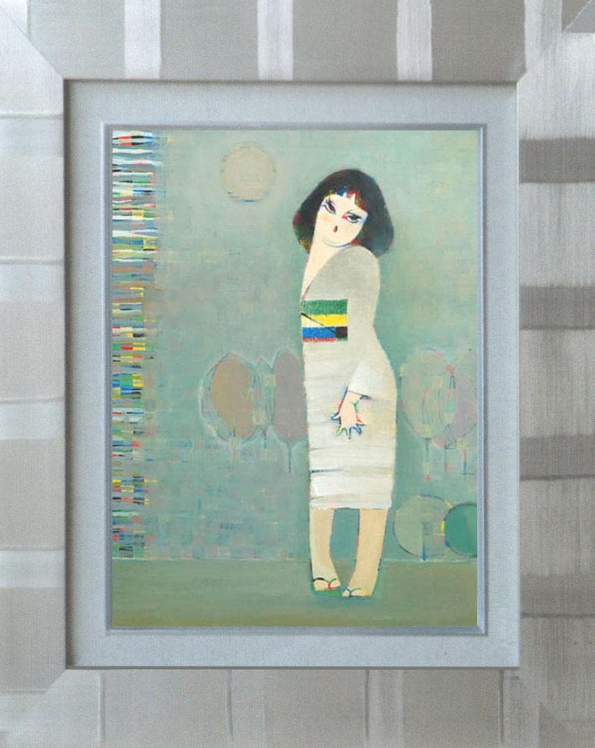 油絵 絵 絵画 インテリア 額付(白) F6-050113 人物 女性像