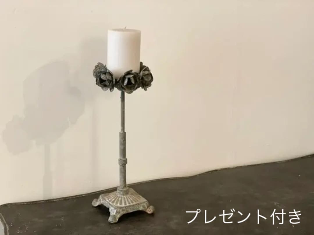 キャンドルスタンド　グレー　シャビー　花　置物　キャンドルホルダー　バラ 18