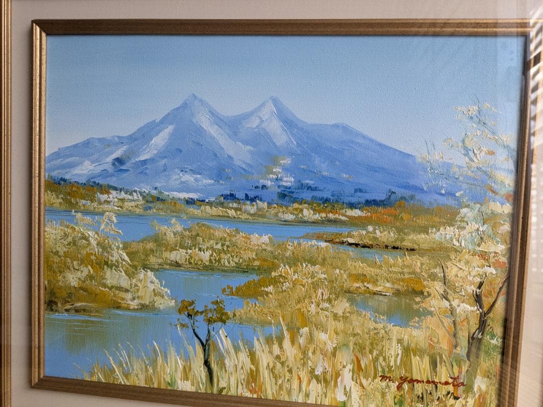 山本雅勝　筑後桜川　真作　油絵　6号