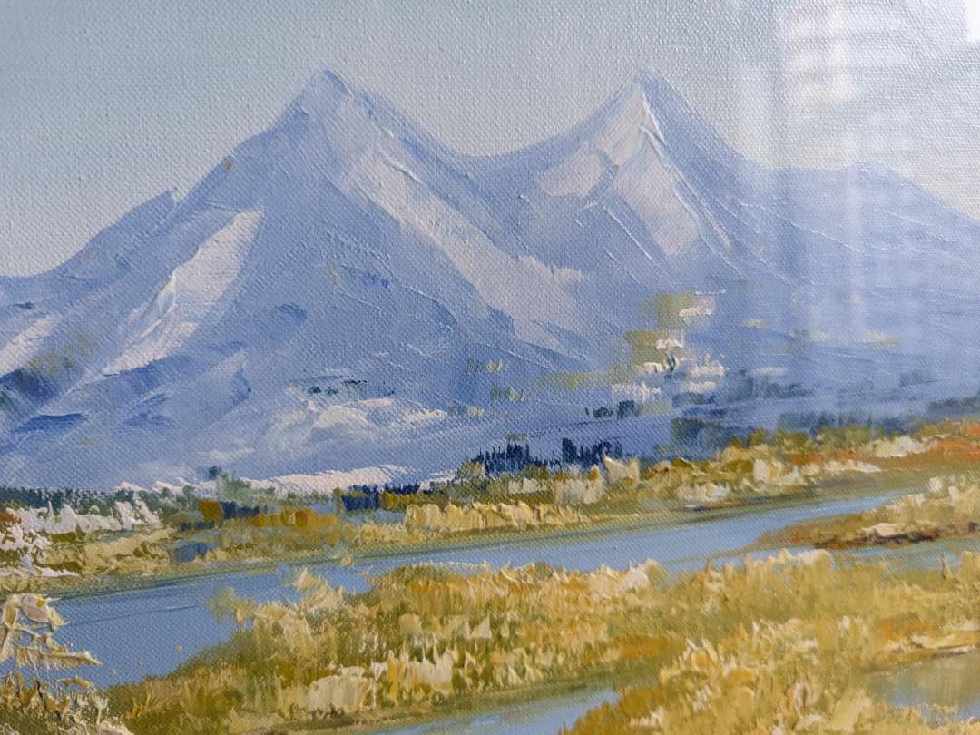 山本雅勝　筑後桜川　真作　油絵　6号