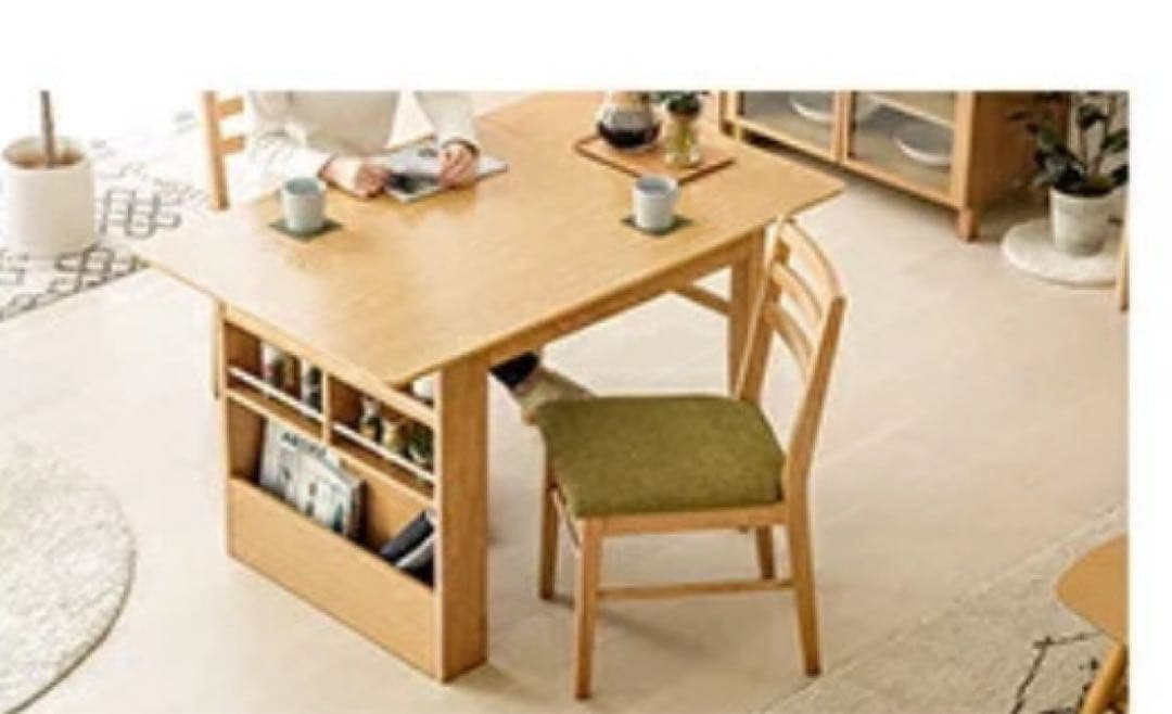 ナチュラル 木製 ダイニングテーブル モダンデコ 伸長 収納 伸縮テーブル