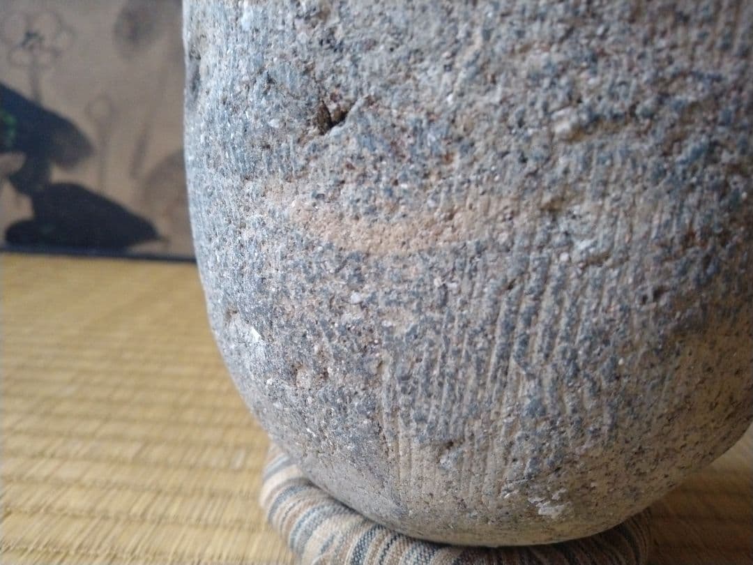 中世頃　櫛目蛸壺　骨董　古美術　茶道具　土器　壺　須恵器　古代　花器　茶道　華道