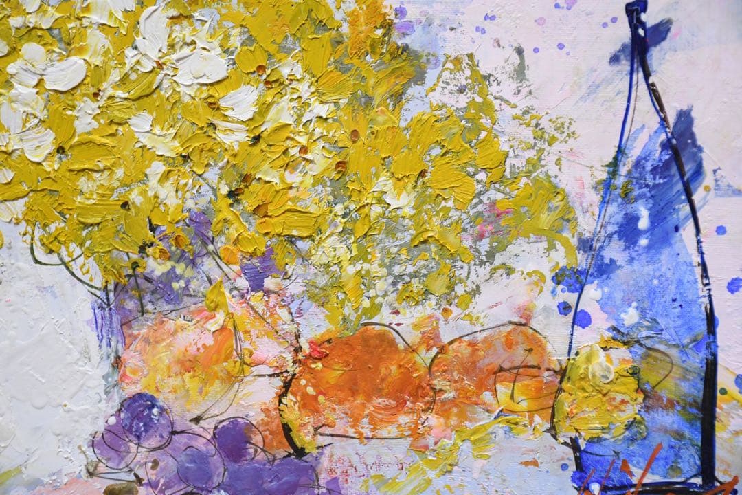 EDK91 真作保証 池田秀郎 果実と花 肉筆 油彩画 額装 サイン 裏書あり