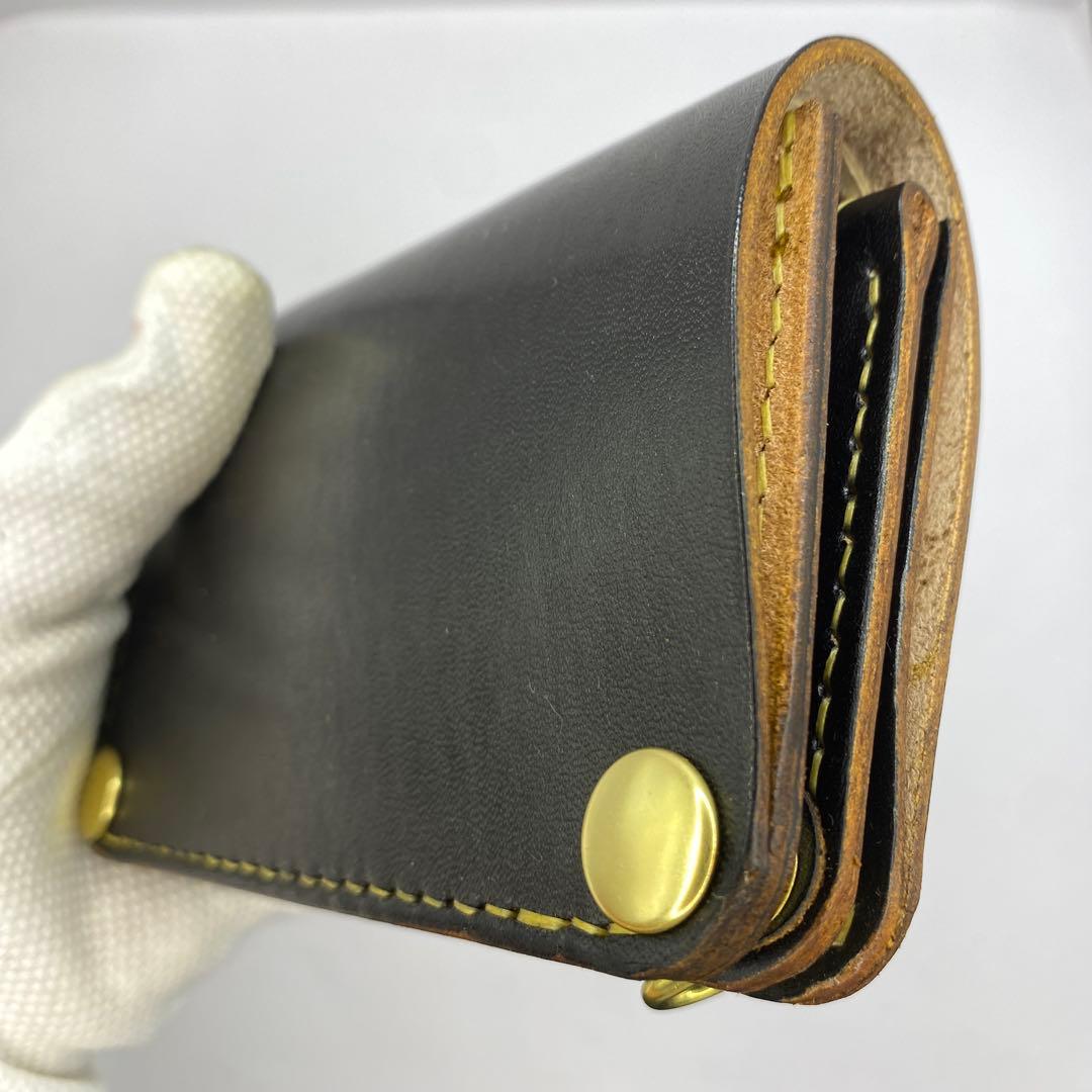 マ*ズ様 オークション 無骨！お札折らずに収納できる無骨な手染めミドルトラッカー