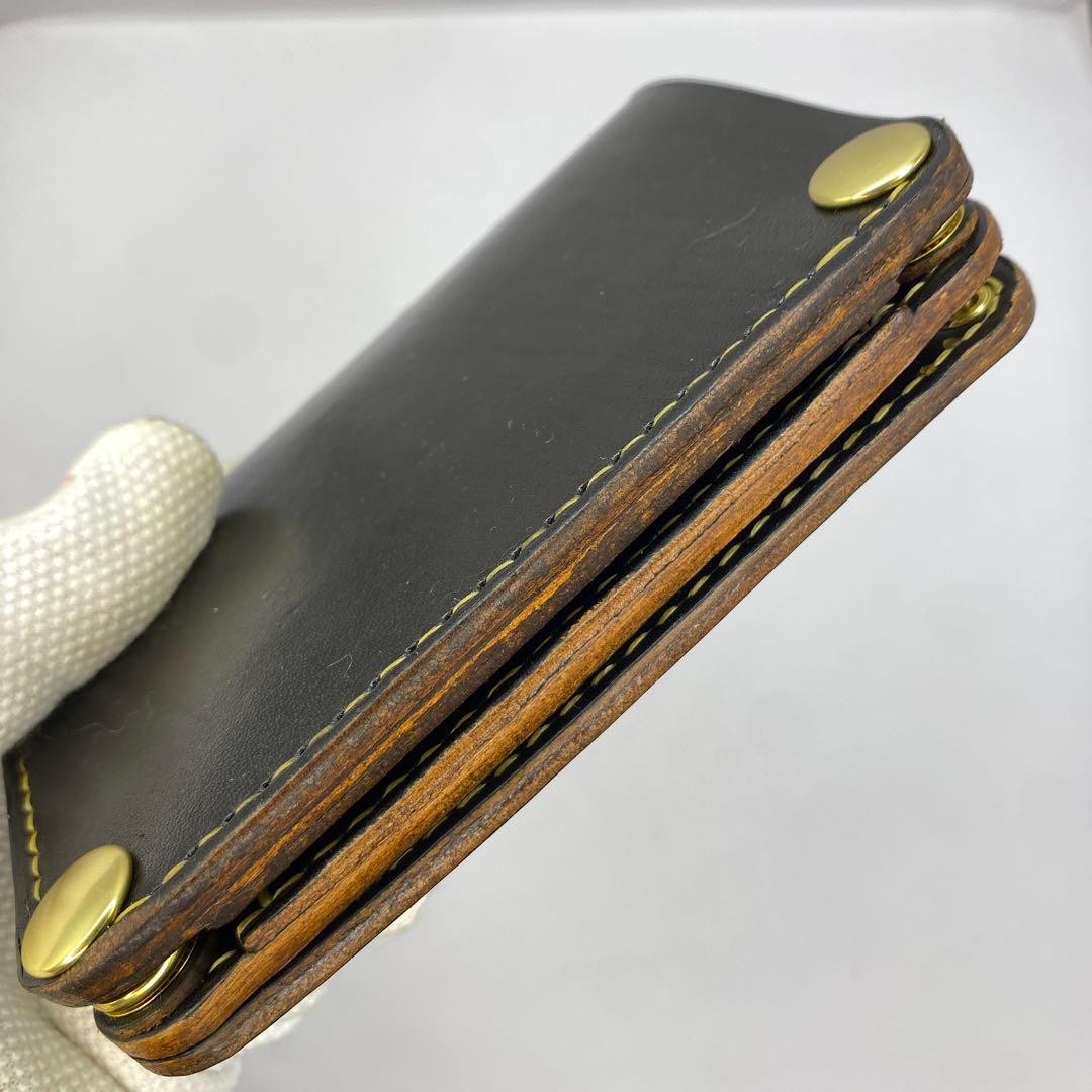 マ*ズ様 オークション 無骨！お札折らずに収納できる無骨な手染めミドルトラッカー