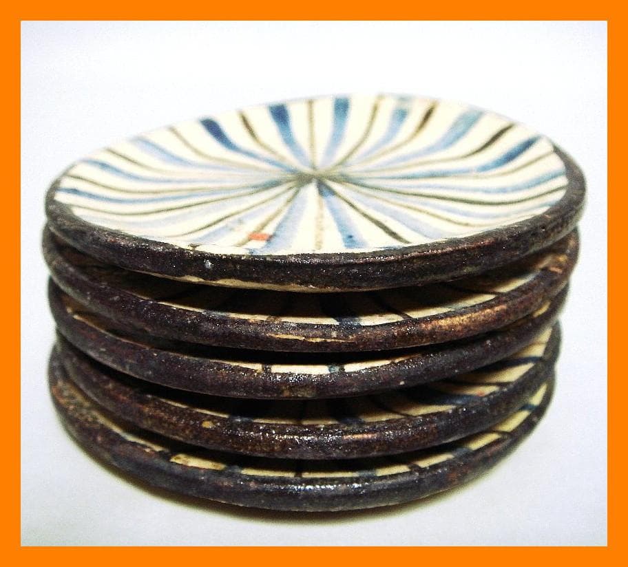 912『呉須 麦わら 豆皿 手塩皿 5枚』　/骨董品 古美術 アンティーク 古玩