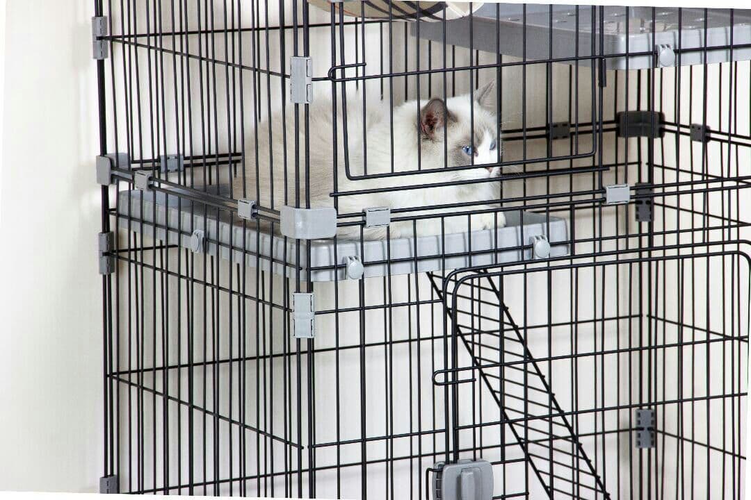 猫 ケージ キャットケージ 2段 猫トイレ付 キャスター付 ハンモック付 猫ゲ