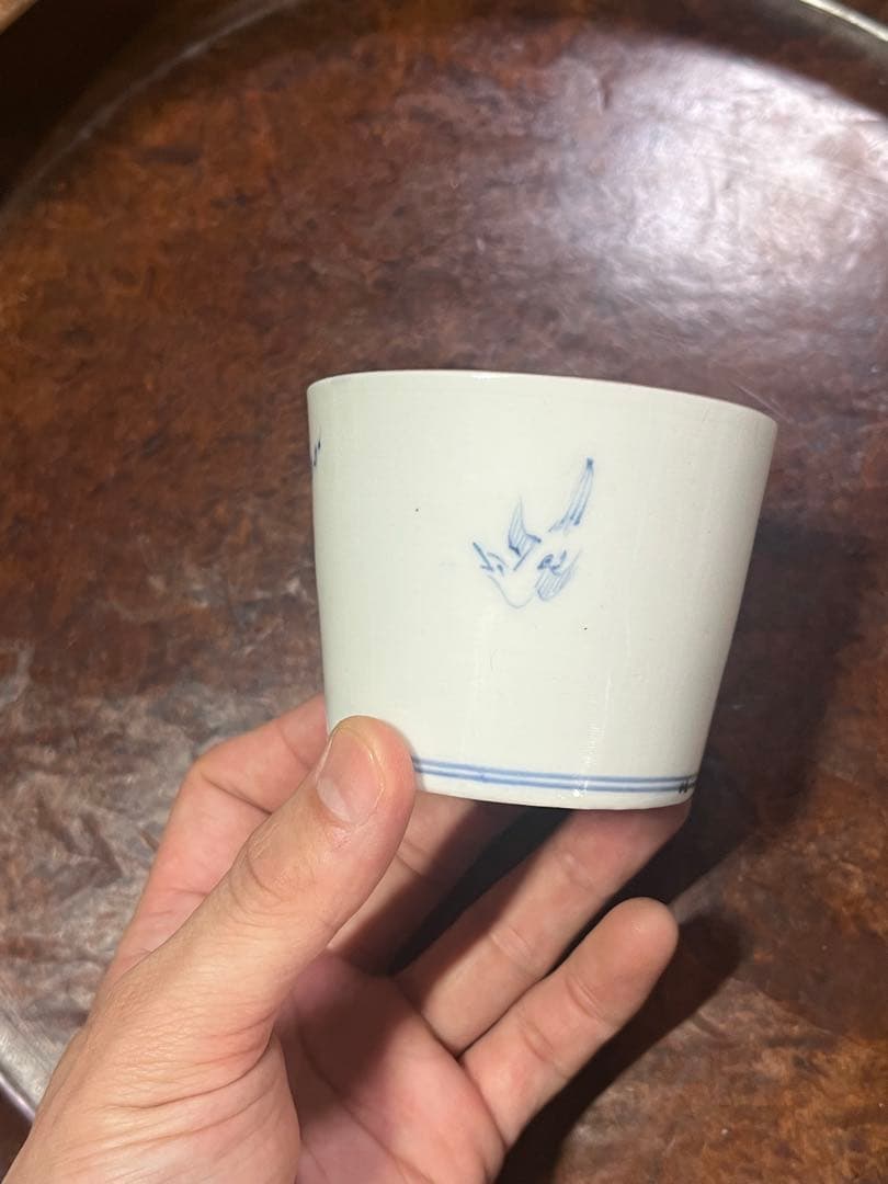 古伊万里　蕎麦猪口　あじさい　鶯　ウグイス　梅　紫陽花　民藝　そば猪口事典掲載