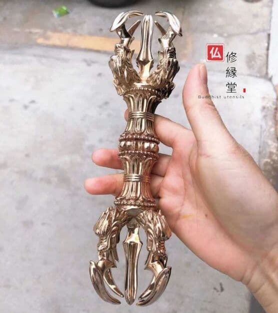 密教法具 四大明王 法器 五鈷杵 金剛杵 真鍮製 22cm