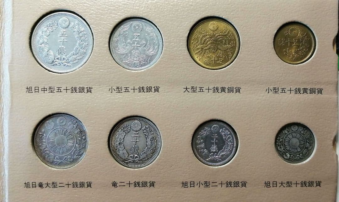 明治以降硬貨種類別ホルダー。