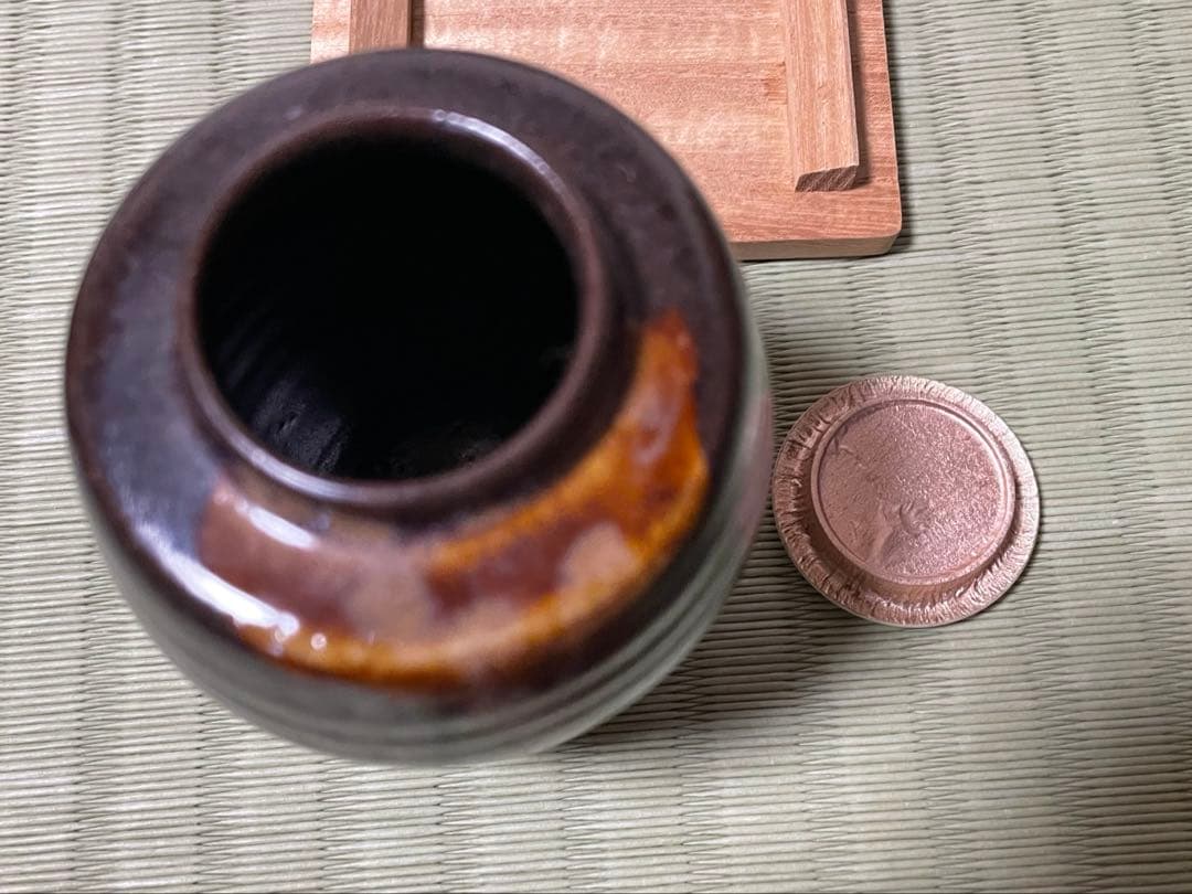 茶入　＊共箱付　膳所焼　仕覆付　茶道具
