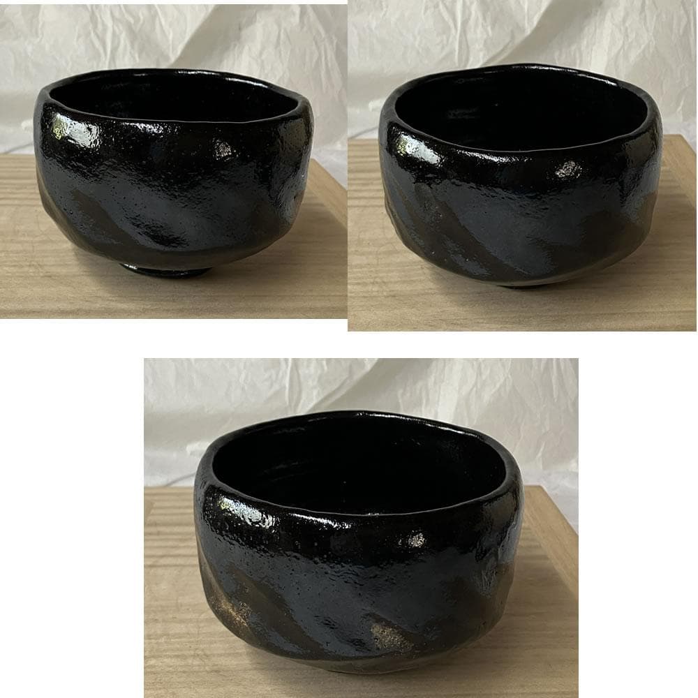 F1391 佐々木松楽 黒楽 茶碗 共箱 前大徳 福本積應 書付 抹茶碗 茶道具