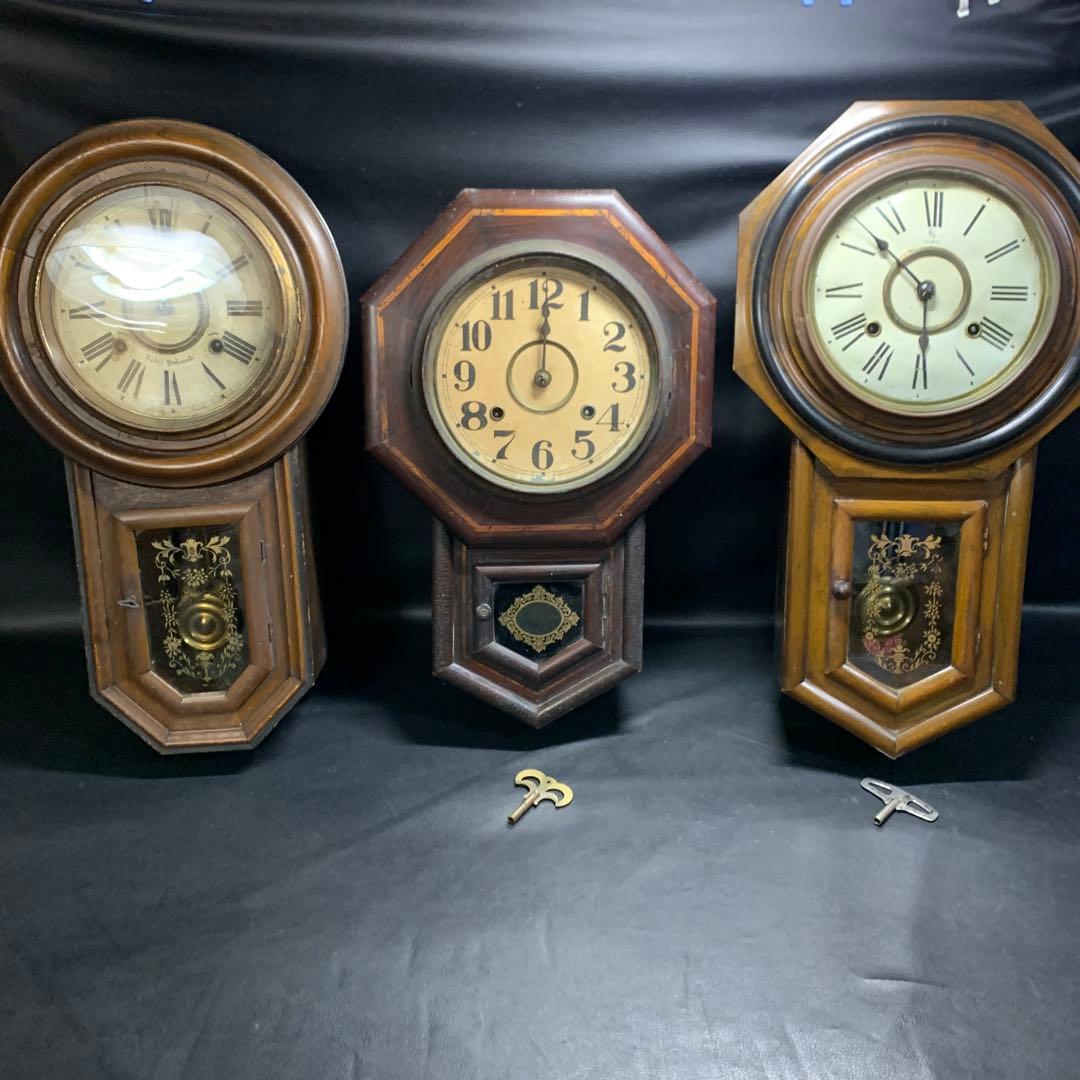 ぜんまい式掛け時計　アンティーク　振り子時計　古時計　ジャンク品