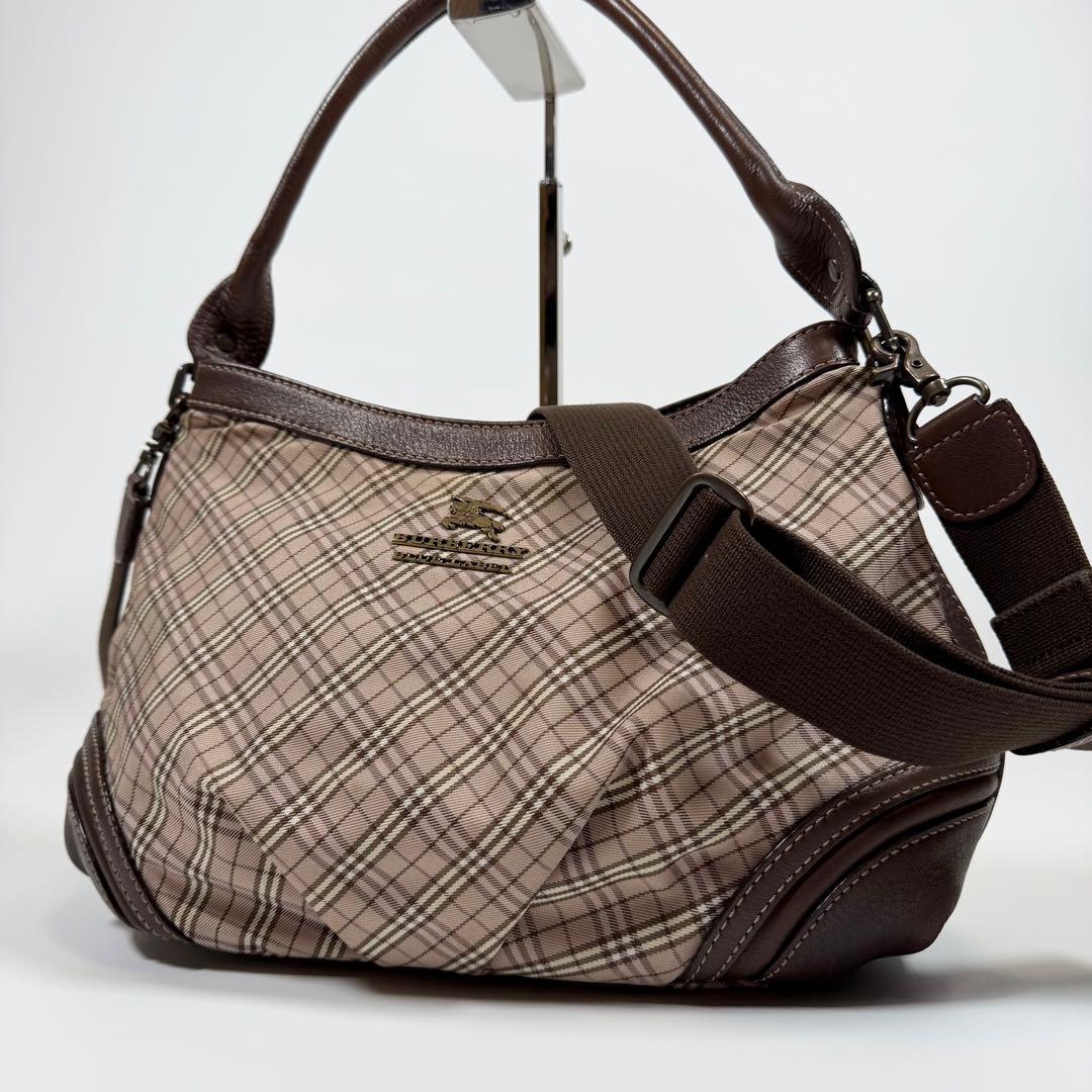 【美品】バーバリーブルーレーベル　ショルダーバッグ　2way ナイロン　ピンク