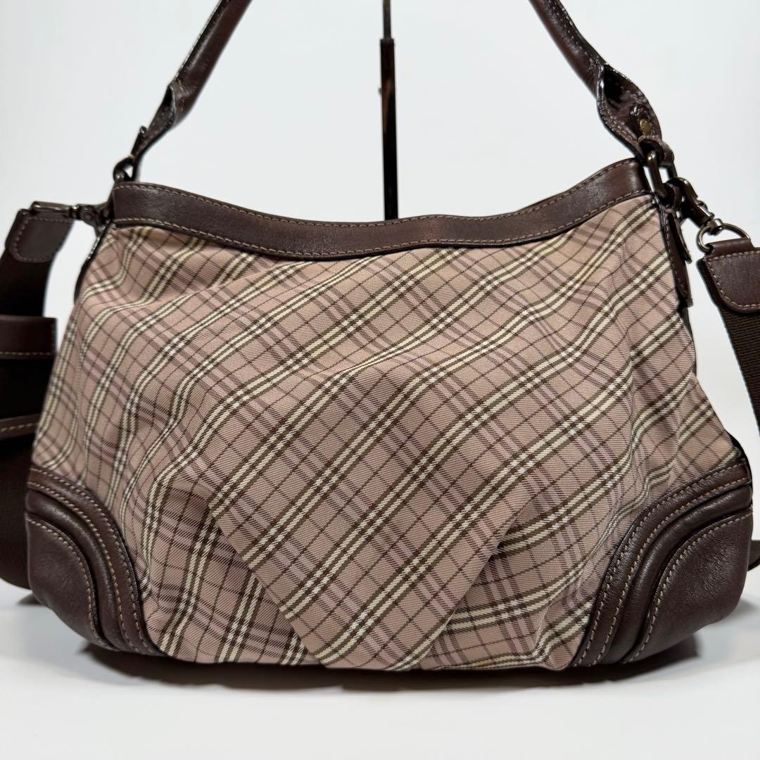 【美品】バーバリーブルーレーベル　ショルダーバッグ　2way ナイロン　ピンク